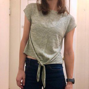 LOFT Green and White striped Tee